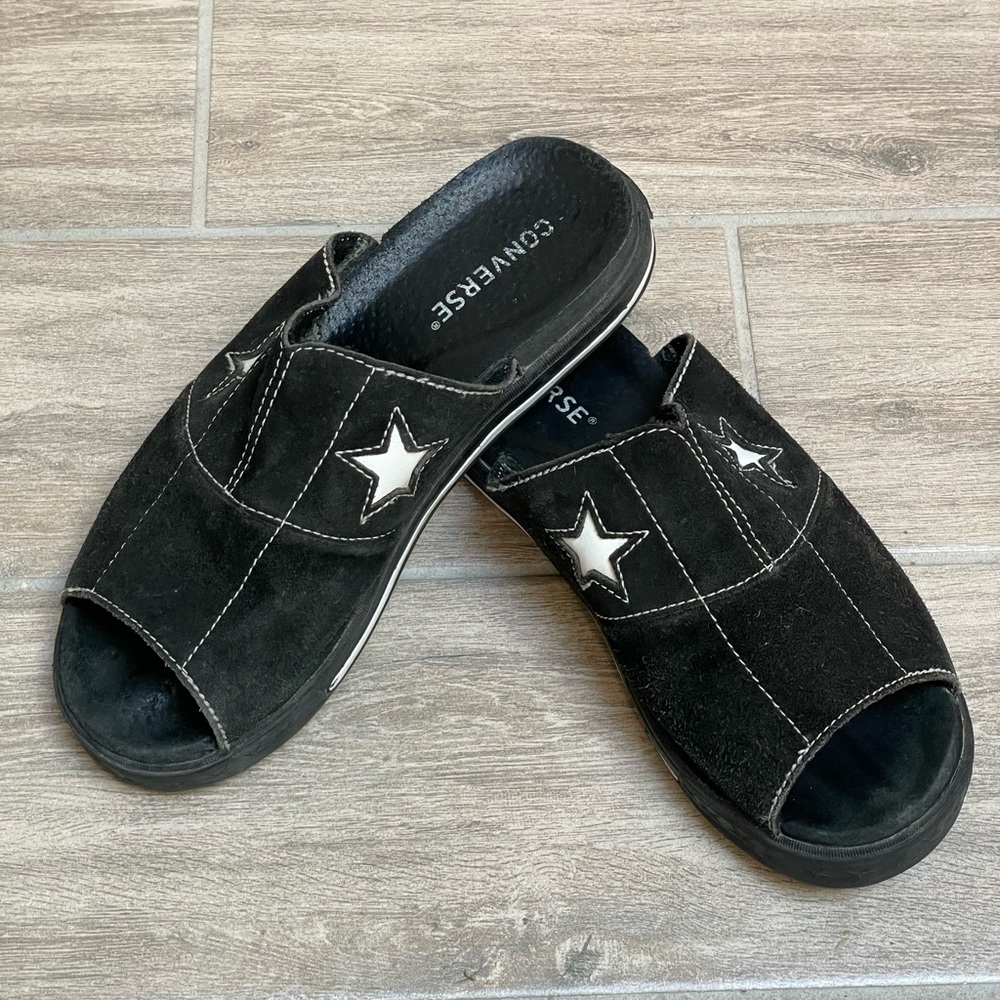 RARE Converse All Star Leather Sandals Sides Black Suede One Star Vintage